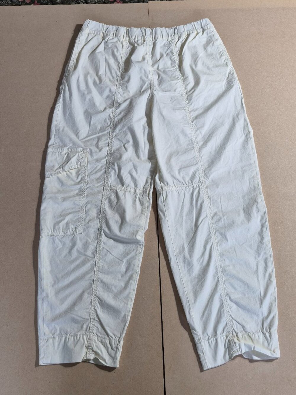 GANNI Women’s US 12 /EU 44  Egret Elasticated Curve Cargo Pants Organic Cotton